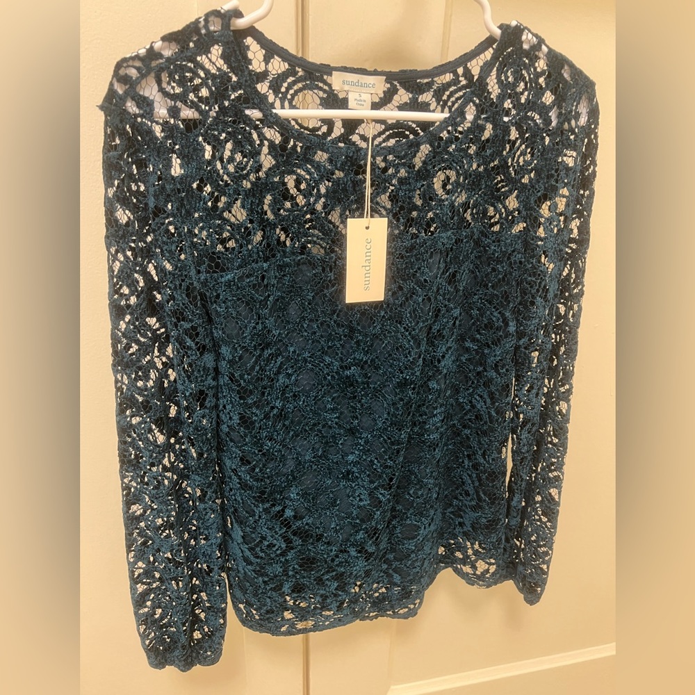 Sundance Lace Blouse Teal NWT Small